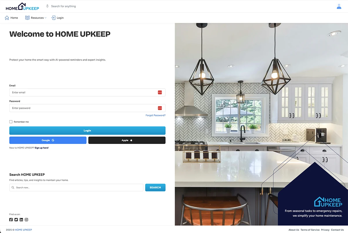 HOME UPKEEP Dashboard